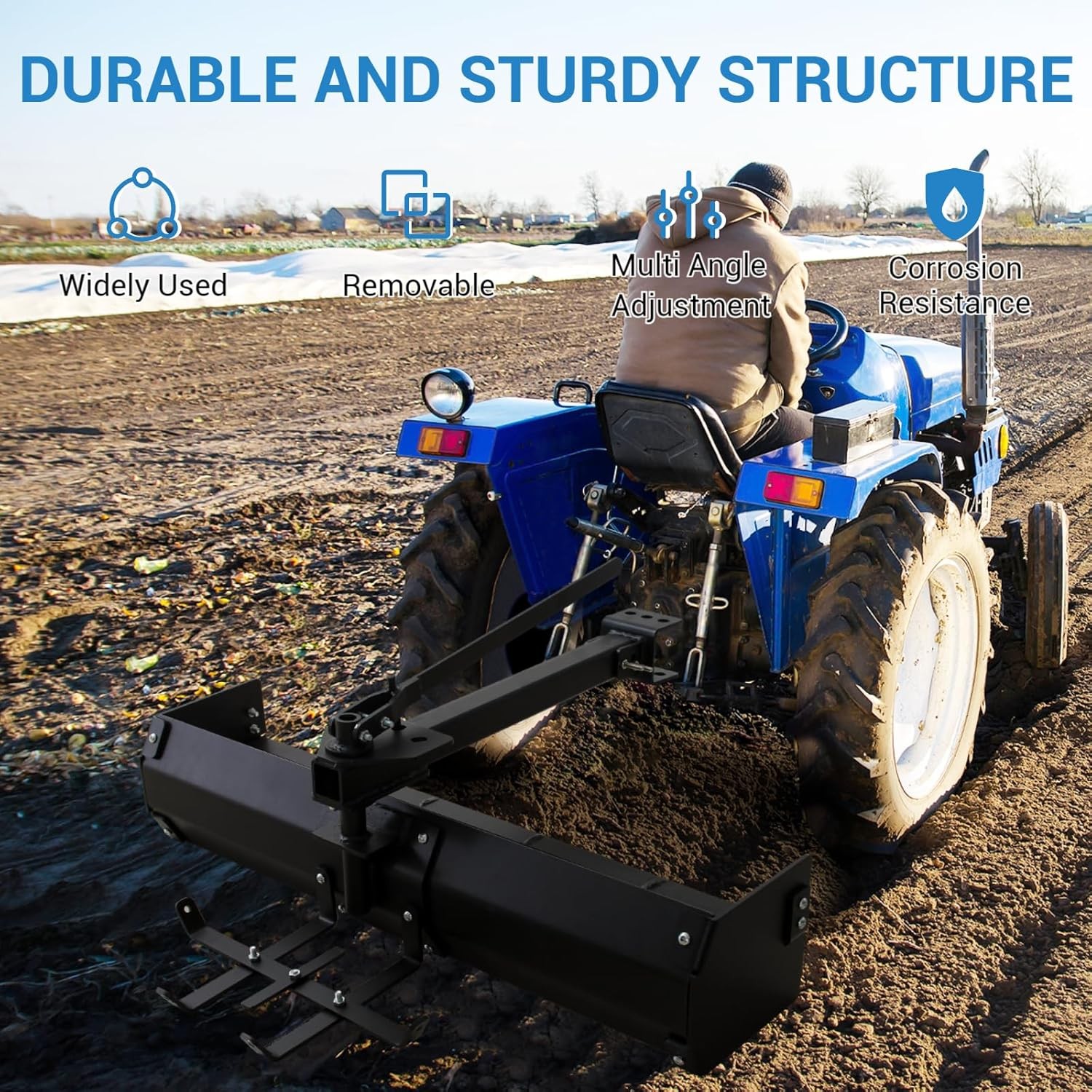 GRAVEE 42″ Tow Behind Box Scraper Steel Powder Coated Tractor Scraper with Blade