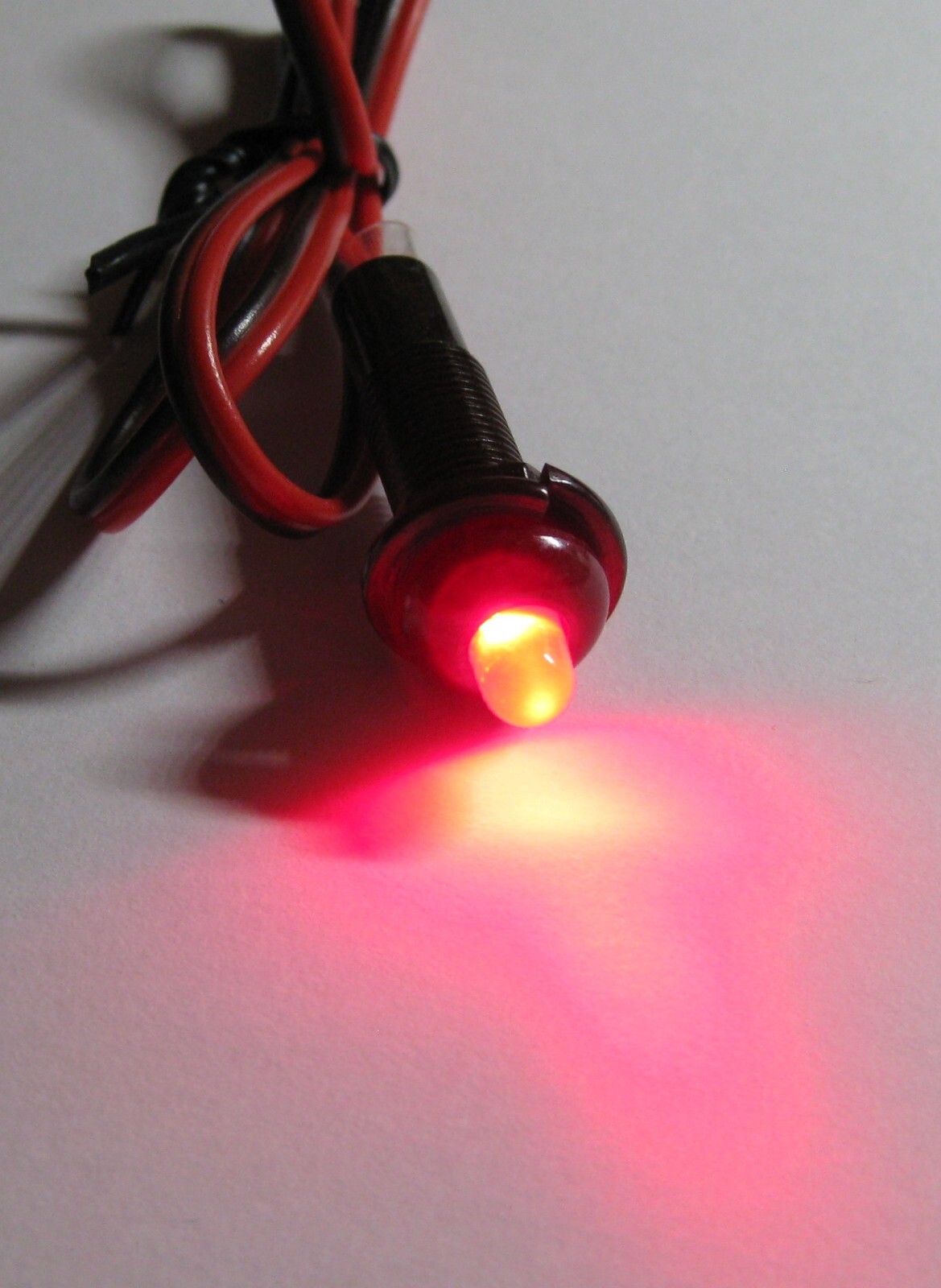 Panel Mount Flashing / Blinking Red LED w/ Black Bezel – 12V DC – 5/16” Mount