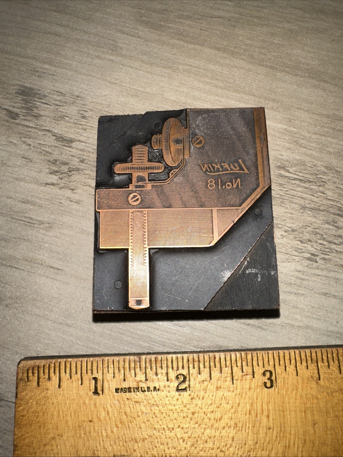 Printing Letterpress Print Block ( Lufkin No.18 ) Nice Image! Old Tool