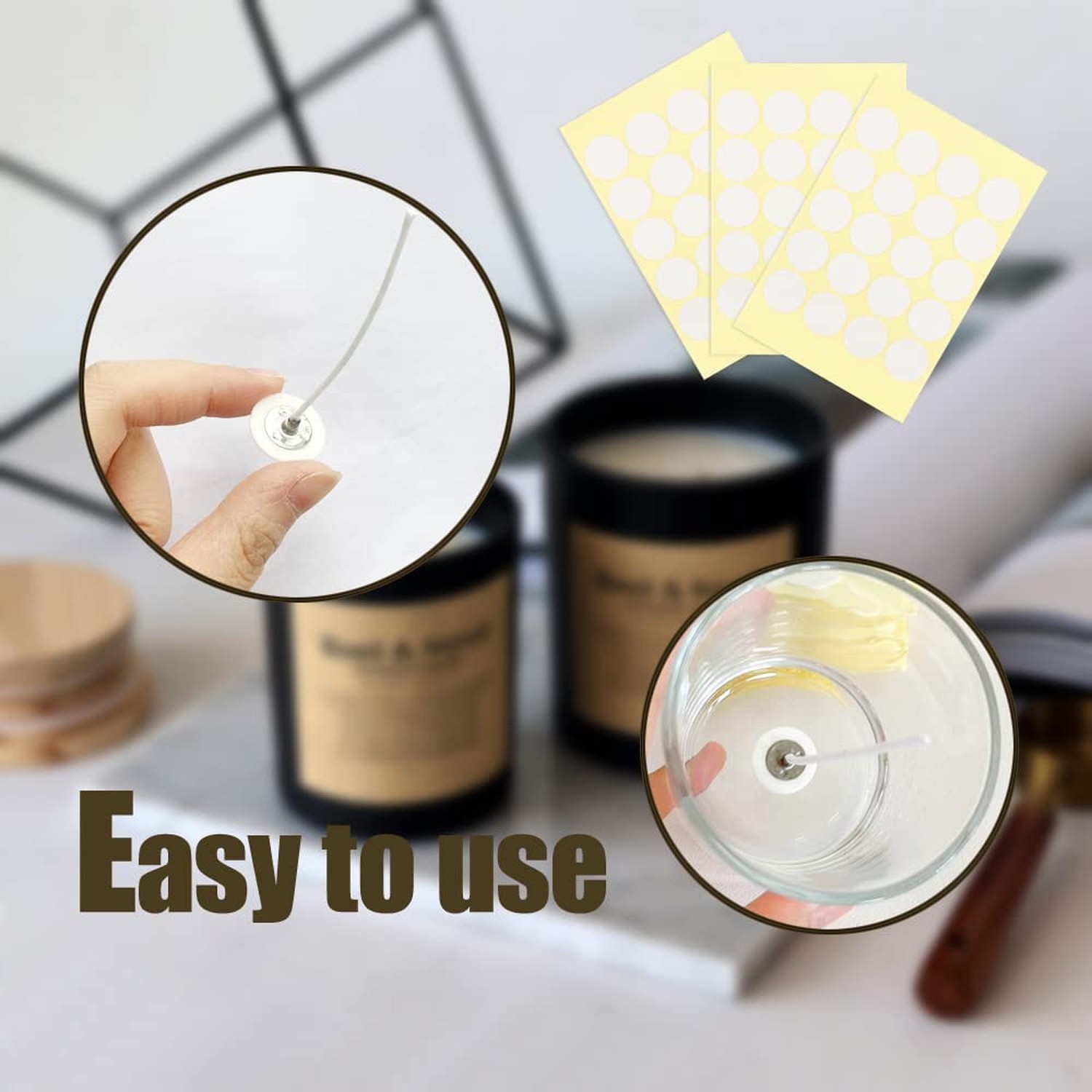 160 PCS Candle Wick Stickers, Double-Sided Heat Resistance Wick Stickers for …