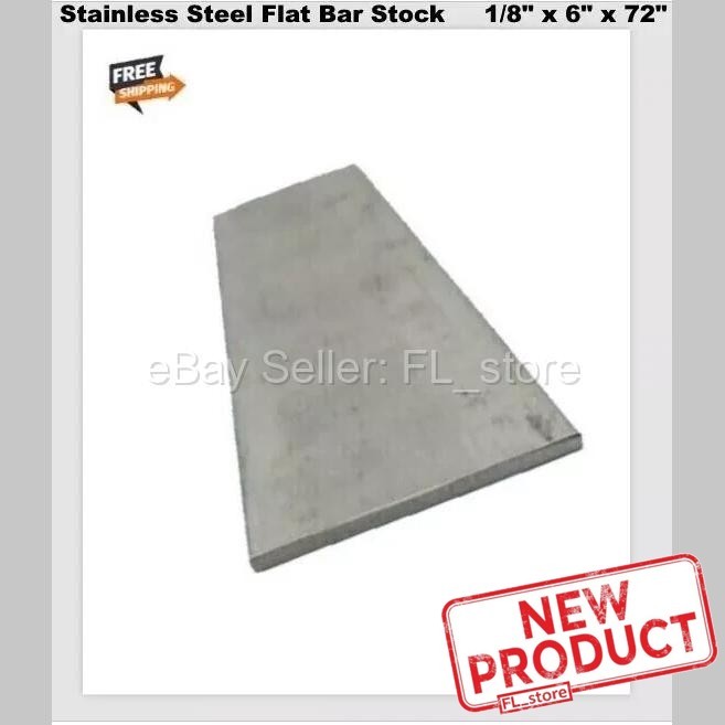 Stainless Steel Bar Stock Flat 1/8″ x 6″ x 6 Feet 304 Mill Finish 72″ Long NEW