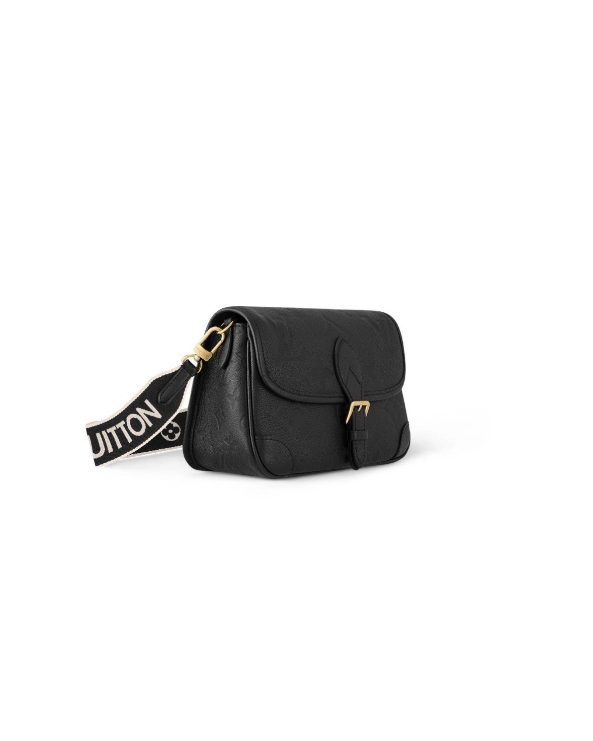 Louis Vuitton Black Embossed Monogram Shoulder Bag, Buckle, Strap, Pockets