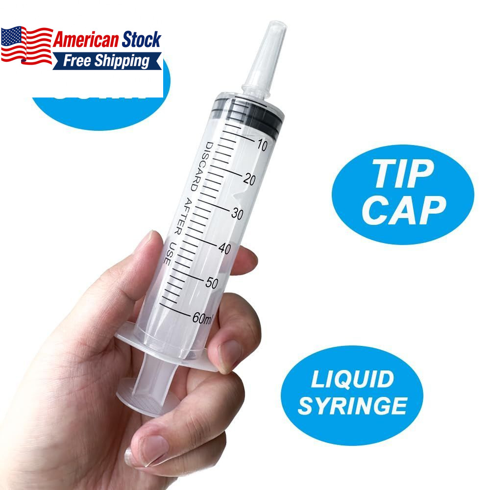 4 Pack 60mL Large Plastic Syringes w Tip Caps Sterile FROM USA