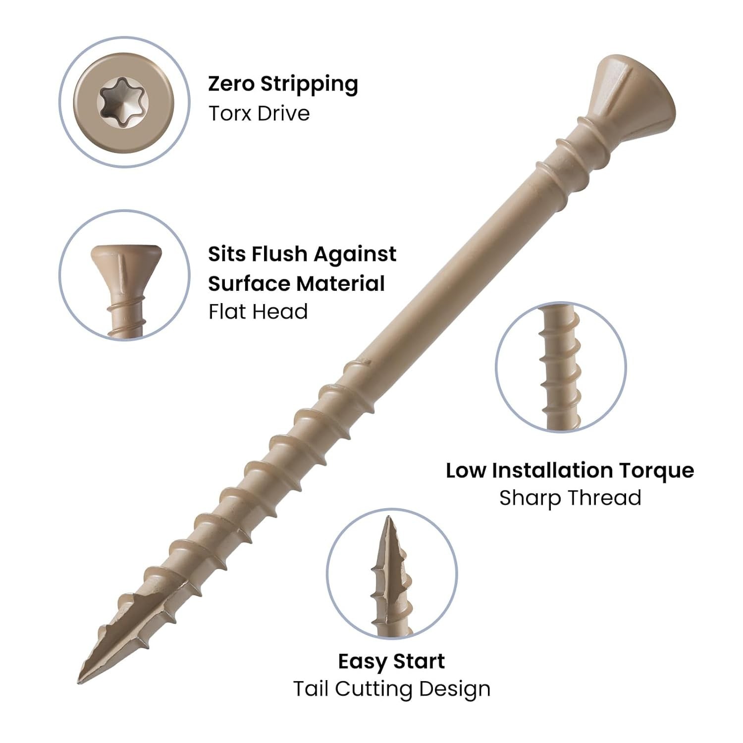 Deck Screws 3 Inch Exterior Wood Screws Flat Head Torx Drive Rust Resistant E…