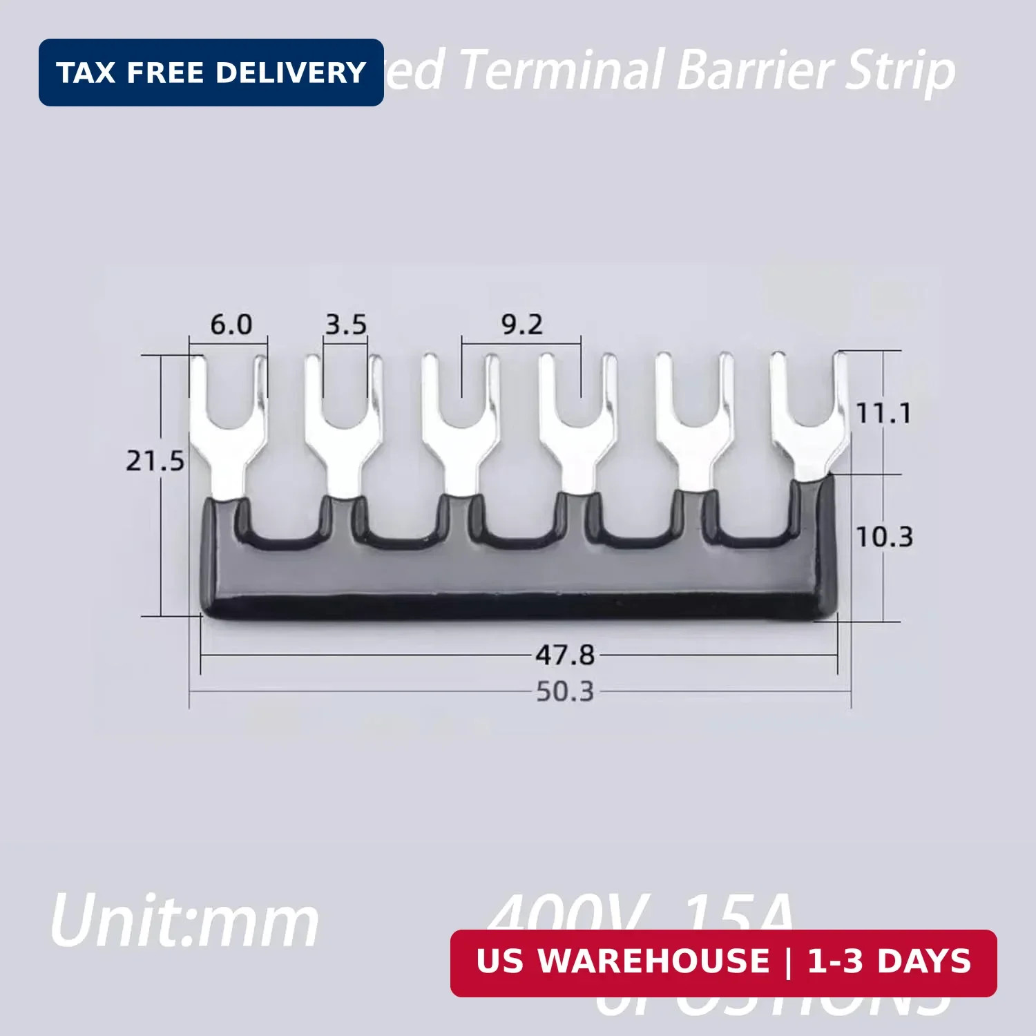 Terminal Block (2 Sets) 2Pcs 6 Positions Dual Row 600V 15A Screw Terminal Strip
