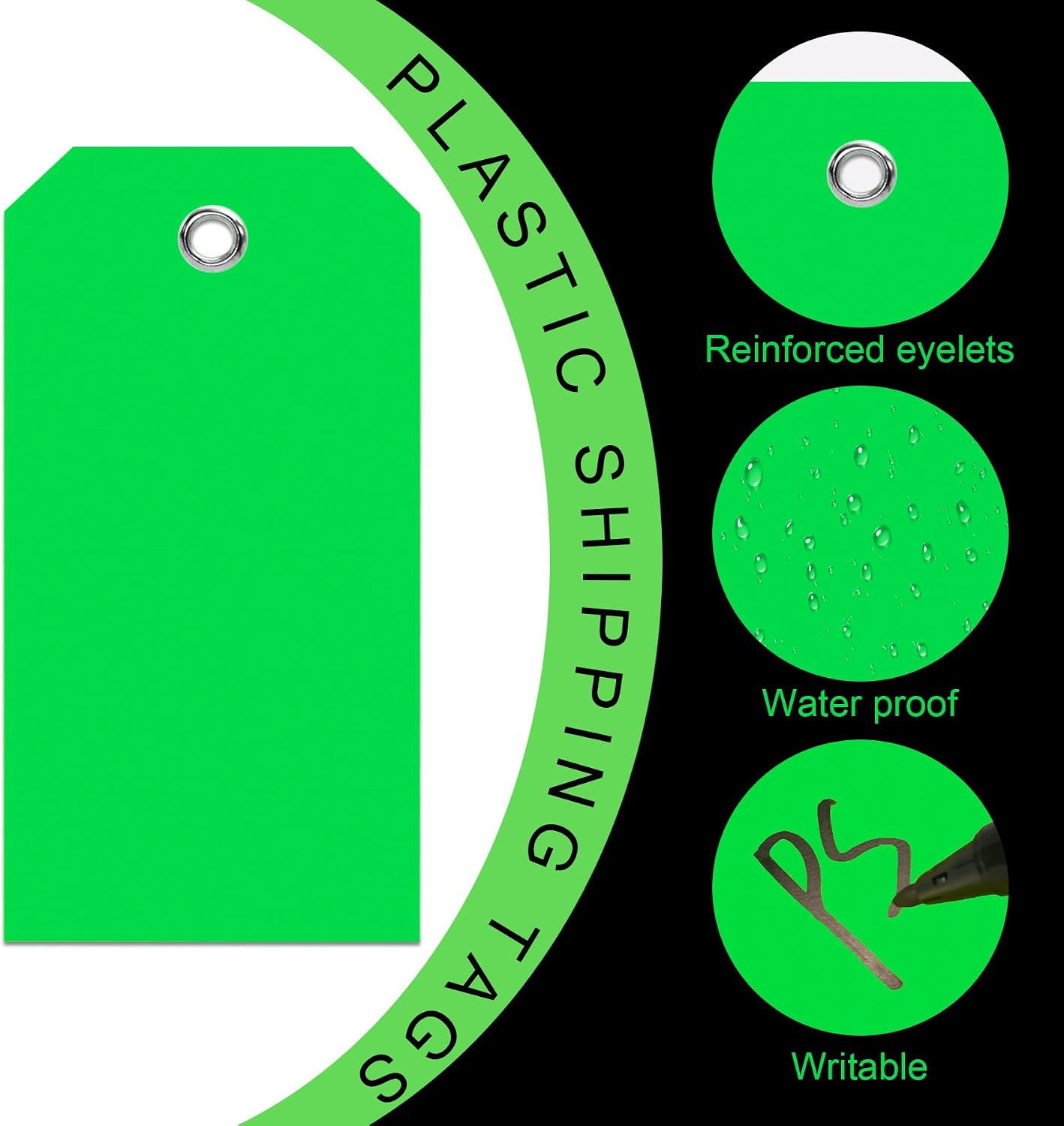 100 Pieces Plastic Shipping Tags with Reinforced Wire Blank Heavy Duty Shipping