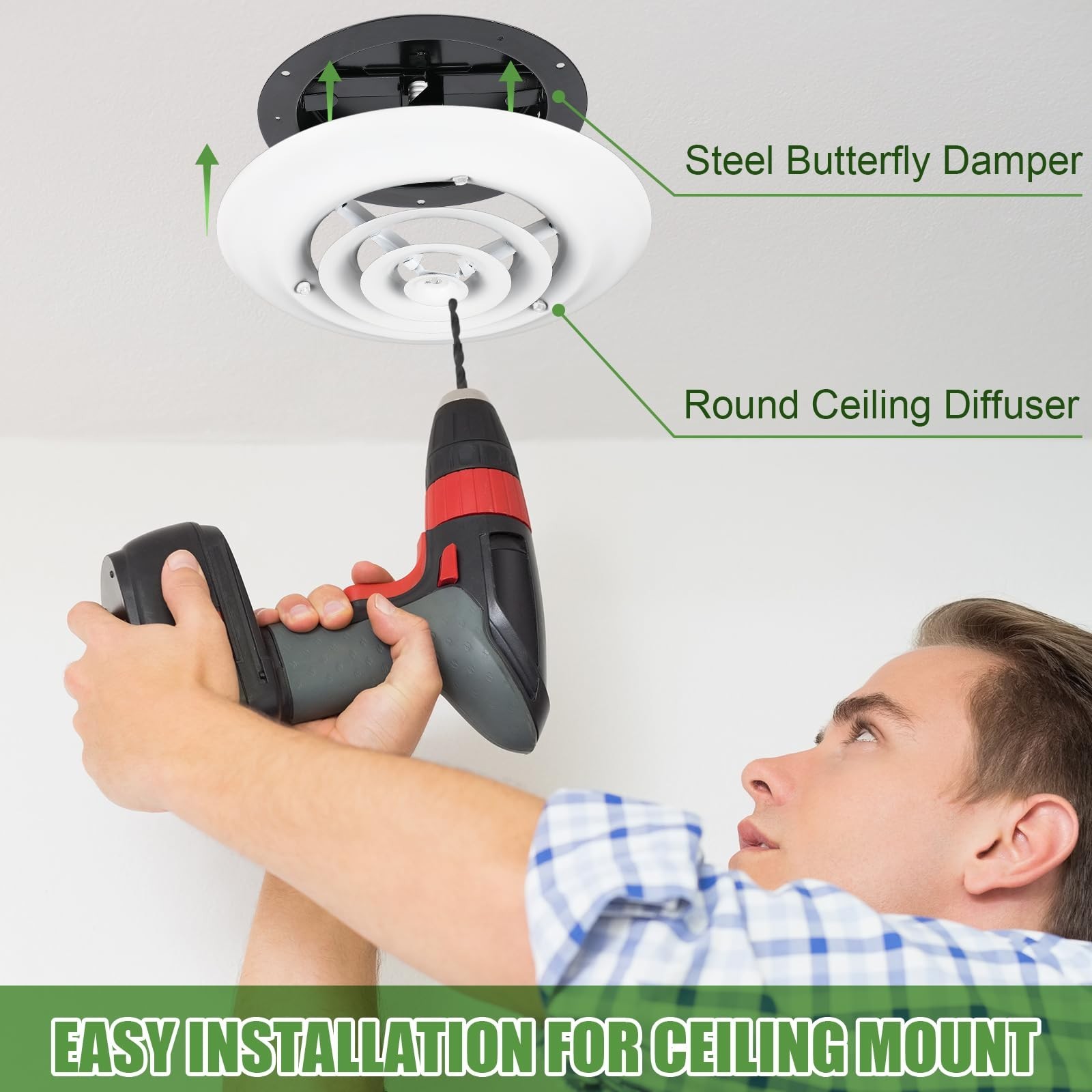 4 Pack 6 Inch round Vent Cover Ceiling Diffuser HVAC Vent Duct Cover Replacement