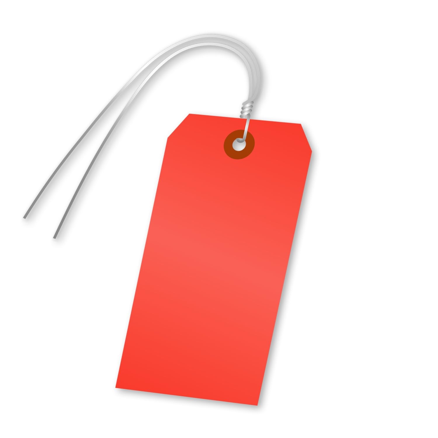 Fluorescent Red Blank Tags Pre Attached Wires 100 Pack, Size 5 Cardstock Label