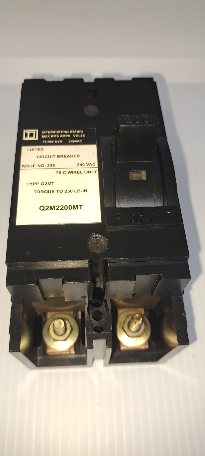 Square D Q2M2200MT 200 Amp 2 Pole 240V Main Circuit Breaker Type Q2MT NEW