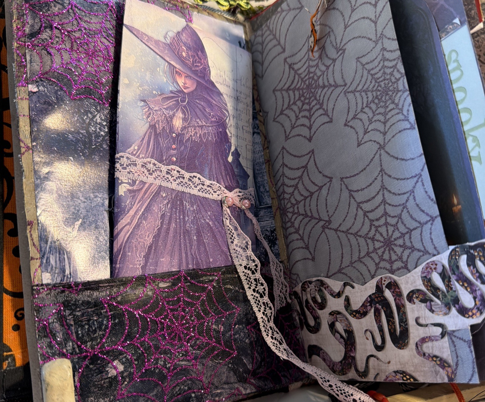 Junk Journal Halloween Spellbound Scary Tales Handmade Memory Note Book 74 Pages