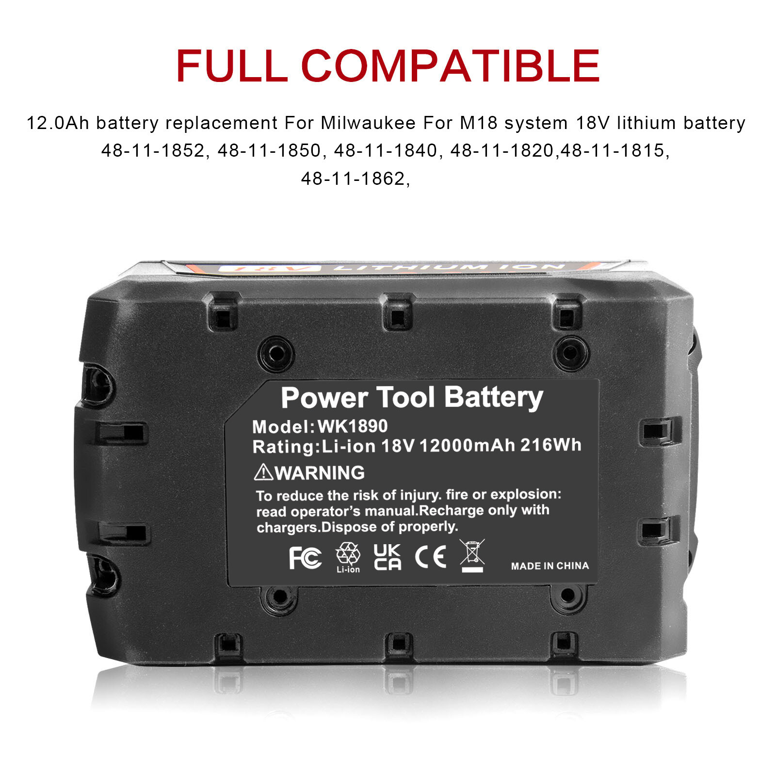 2PCS For Milwaukee 18V for M18 Li-ion XC 12.0Ah Battery 48-11-1860 48-11-1850 US