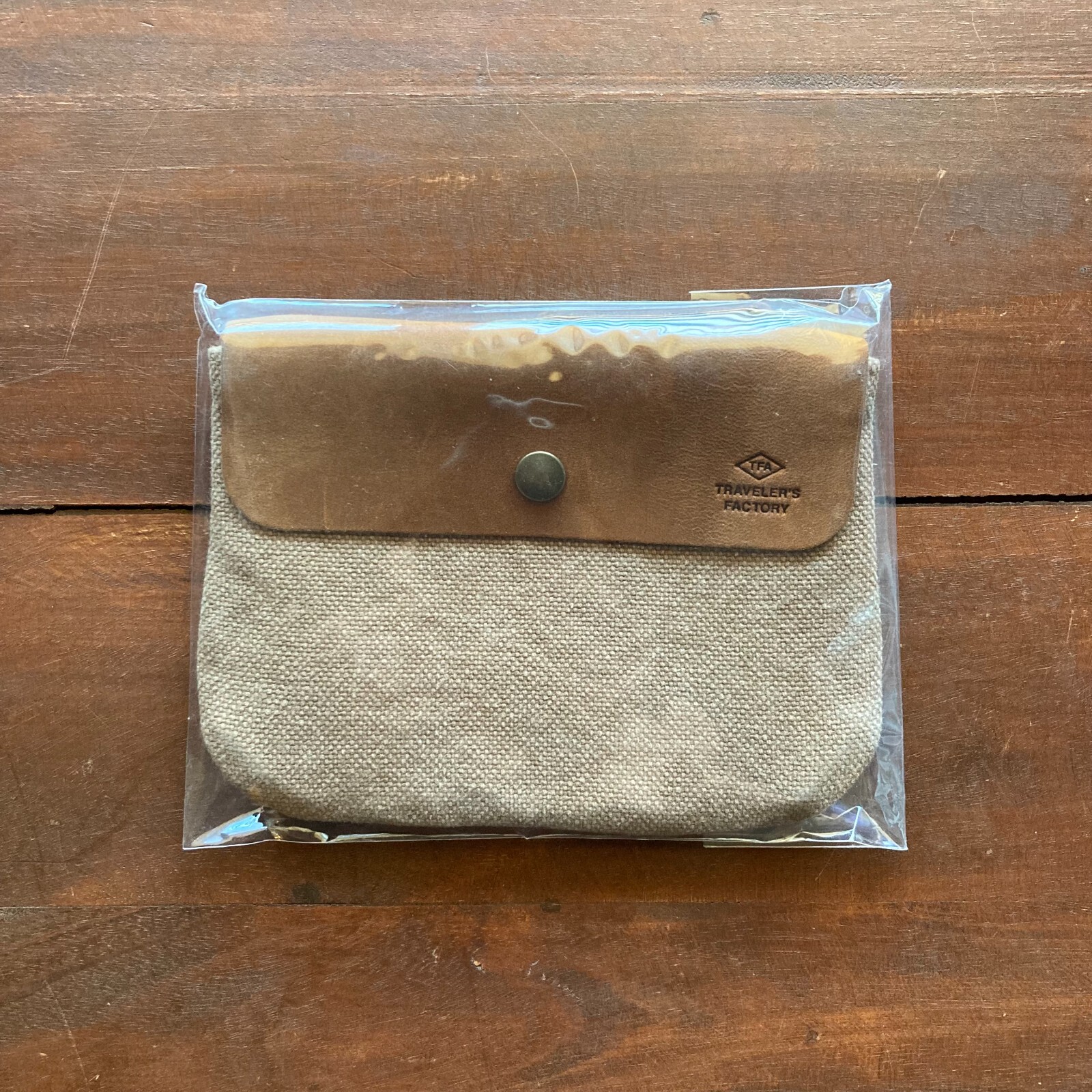 TRAVELER’S FACTORY Canvas Pouch Beige SS size W17.0xH12.0cm,W6.6xH4.7in