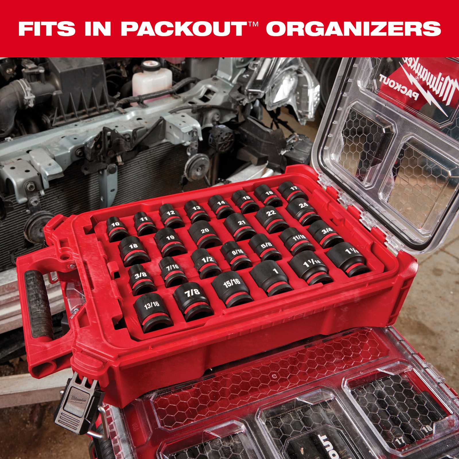 Milwaukee Tool 49-66-6803 16Pc SHOCKWAVE Impact Duty Socket 1/2” Drive 16Pc mm
