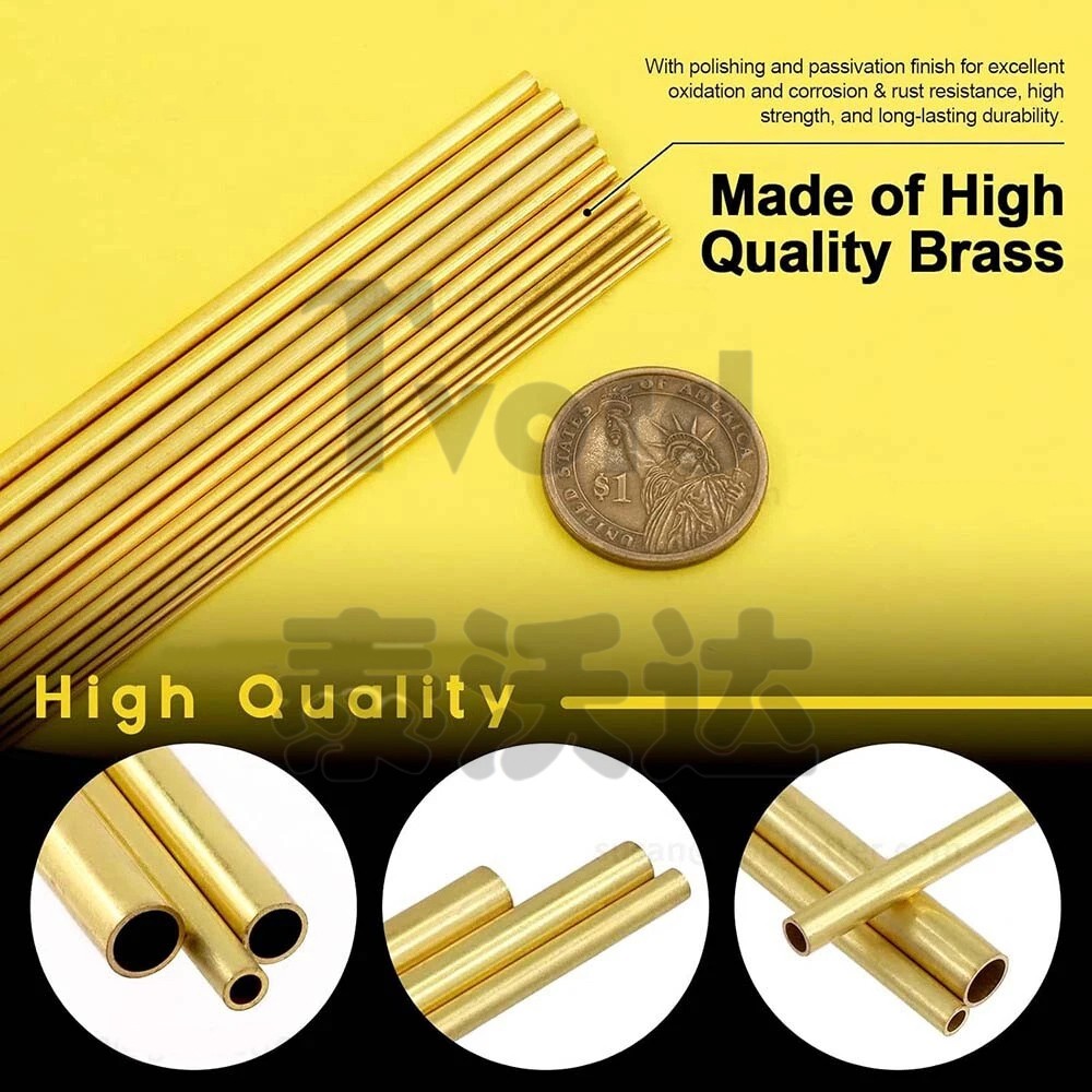 Brass Tube Round 2mm 3mm 4mm 5mm 6mm 7mm 8mm 10mm 12mm 14mm 15mm O.D. x 200mm