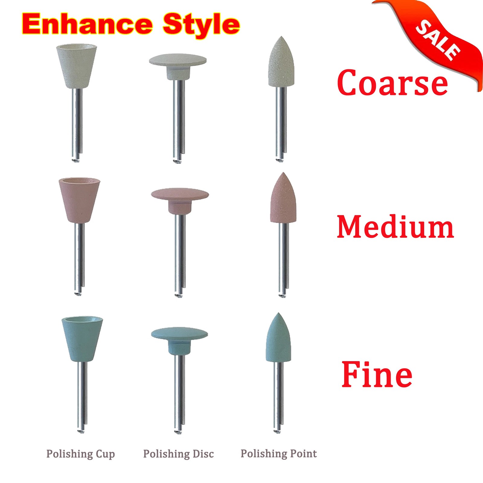 Dental Composite Polishing Kit Diamond RA HP Polisher Burs F Contra Angle 2.35mm