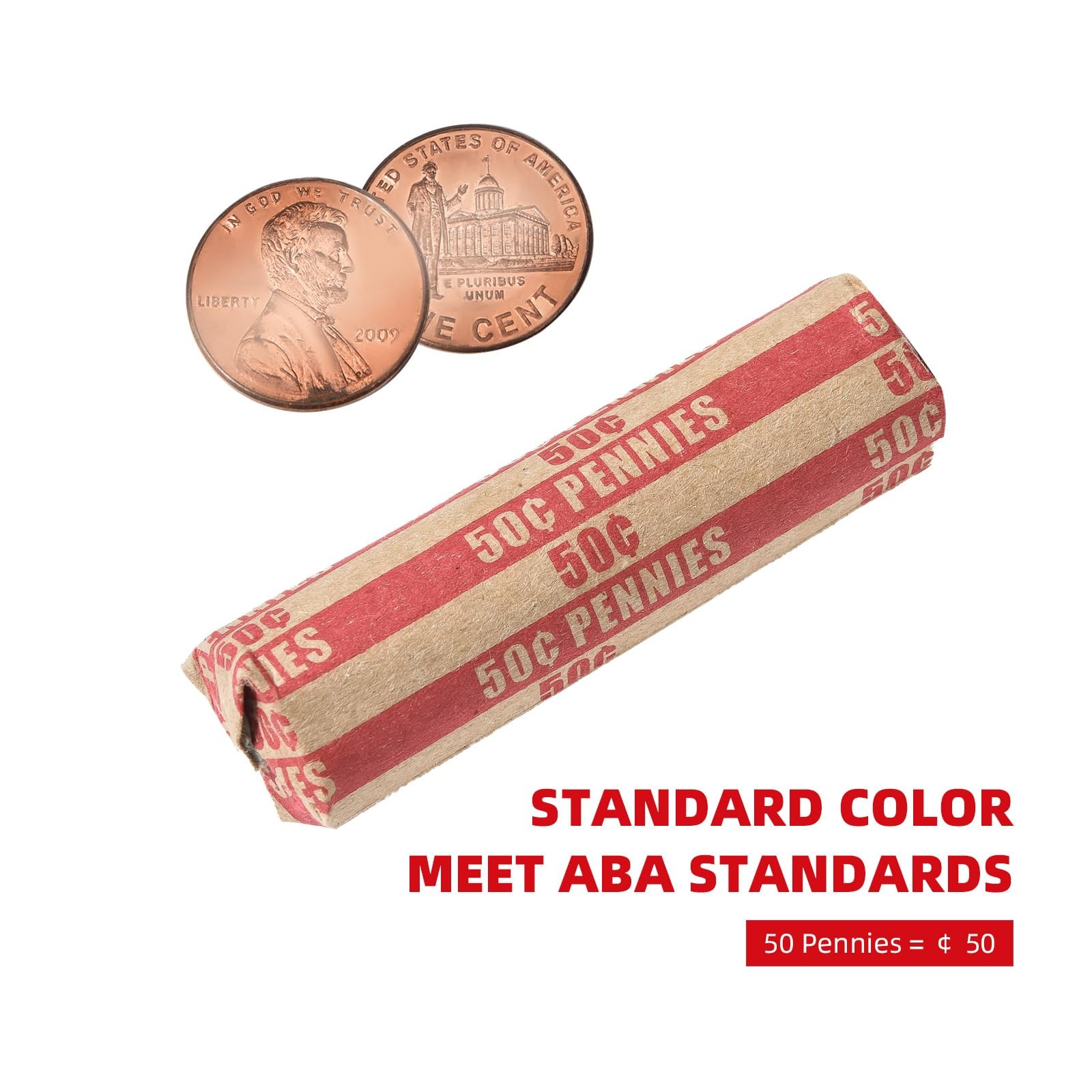 Sumerfnt Penny Coin Wrappers Pennies 1 Count (Pack of 100), Red Penny-100pcs