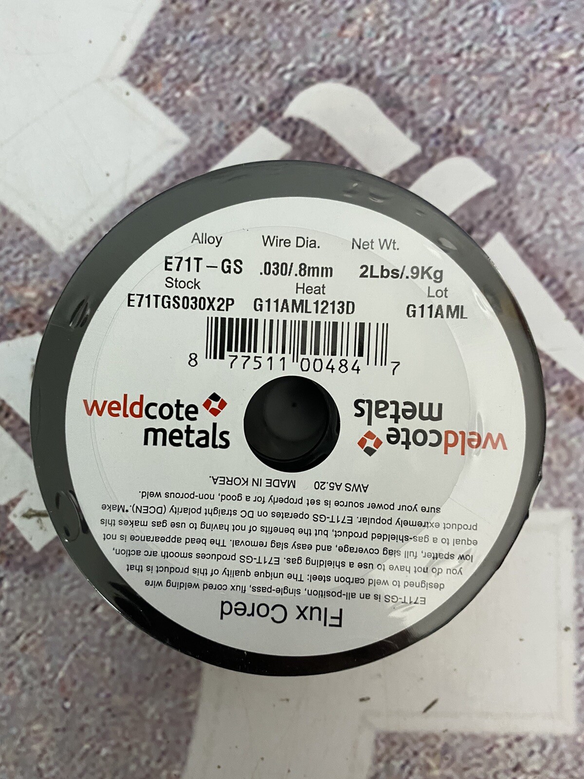 WeldCote Metals E71TGS030X2SP Carbon Steel Flux Cored .030”/.8mm 2Lbs Qty 3