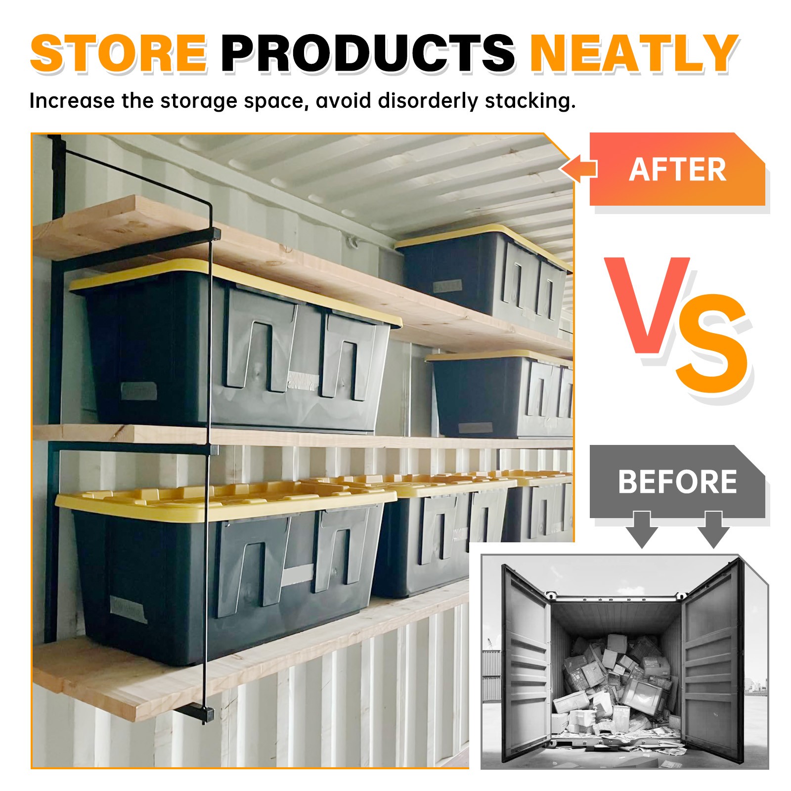 4 Pack Black Cargo Shipping Container Shelving Shelf Brackets Universal Fitment