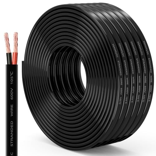 16/50FT 20 Gauge Wire 2 Conductor Electrical Wire 20 AWG Stranded PVC Cord 12V L