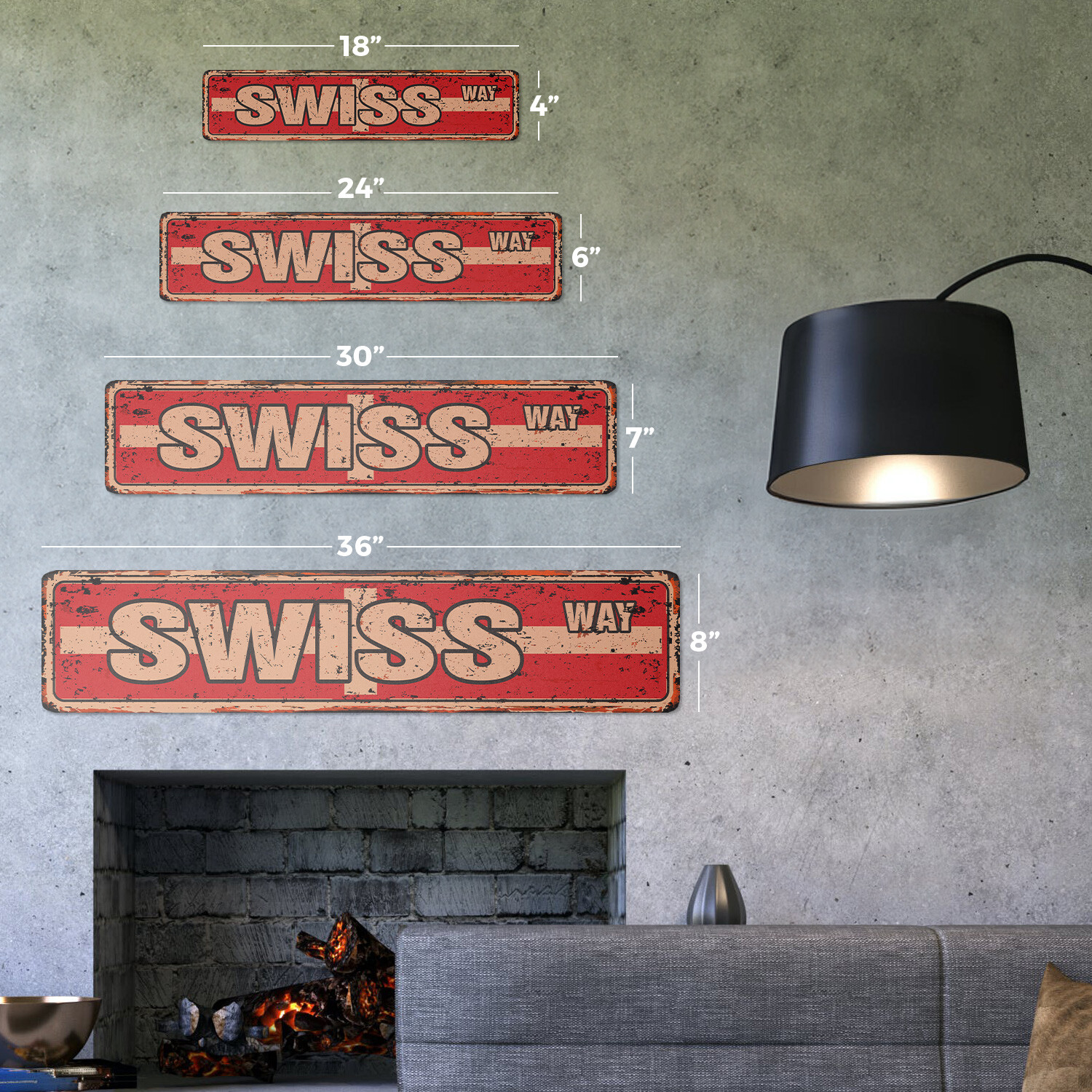 SWISS FLAG Vintage Street Sign switzerland national nation pride country
