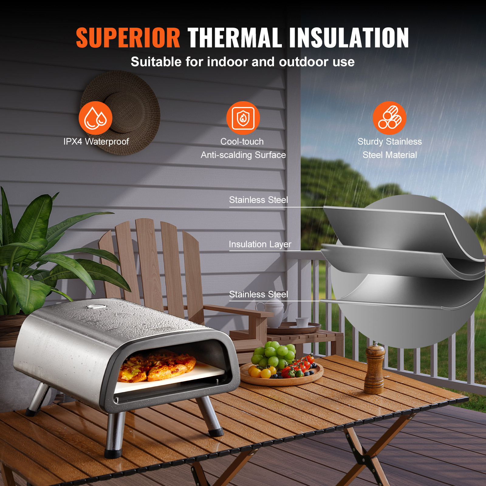 VEVOR Electric Pizza Oven Countertop Pizza Maker for 12″ Pizza Indoor & Outdoor