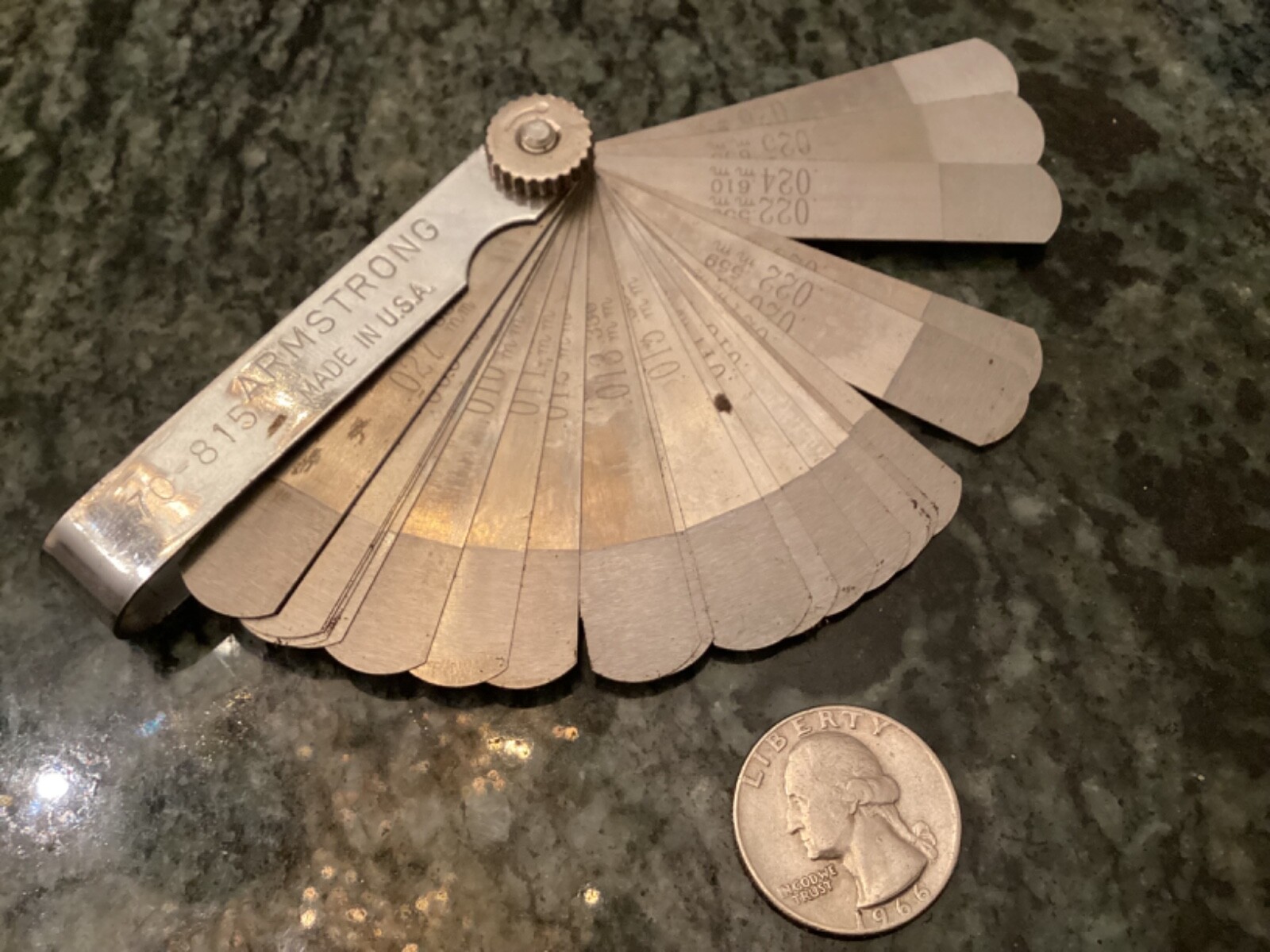 Used Armstrong 22 Pc. 0.004 to 0.025 inch Standard Length Feeler Gauge Pack