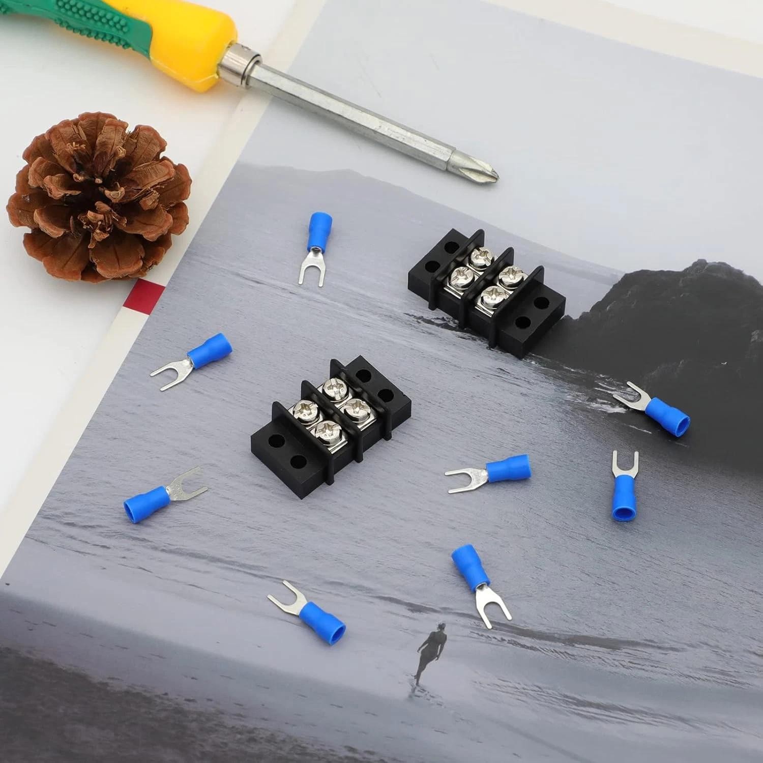 Terminal Block2 Pack 4 Circuits 20-30a 200v-450v Dual Row Screw Terminals St…