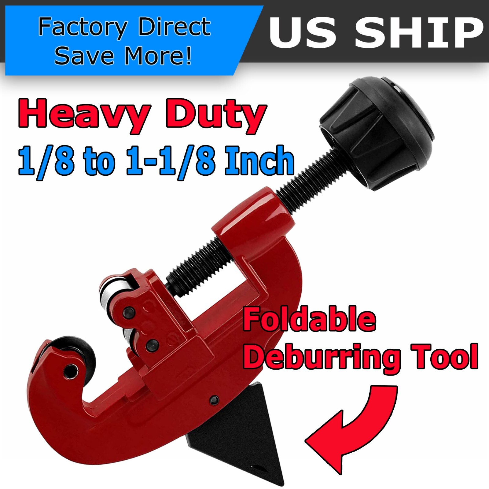 Pipe Tube Cutter 1/8″ to 1-1/8″ OD Copper Brass Aluminum PVC Plumbing HVAC Mini