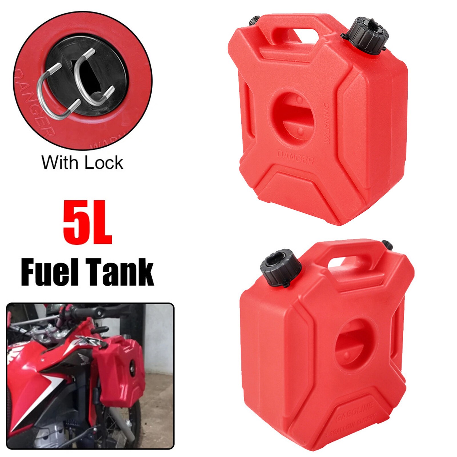 2X 5L Gas Fuel Tank Gas Can Oil Storage Can Fr ATV UTV Gokart Motorcycle Car SUV