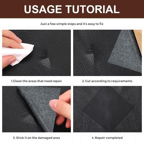 2PCS Self-Adhesive Vinyl Repair Patch Tape, 4×8 Inches for Furnit Color: Black