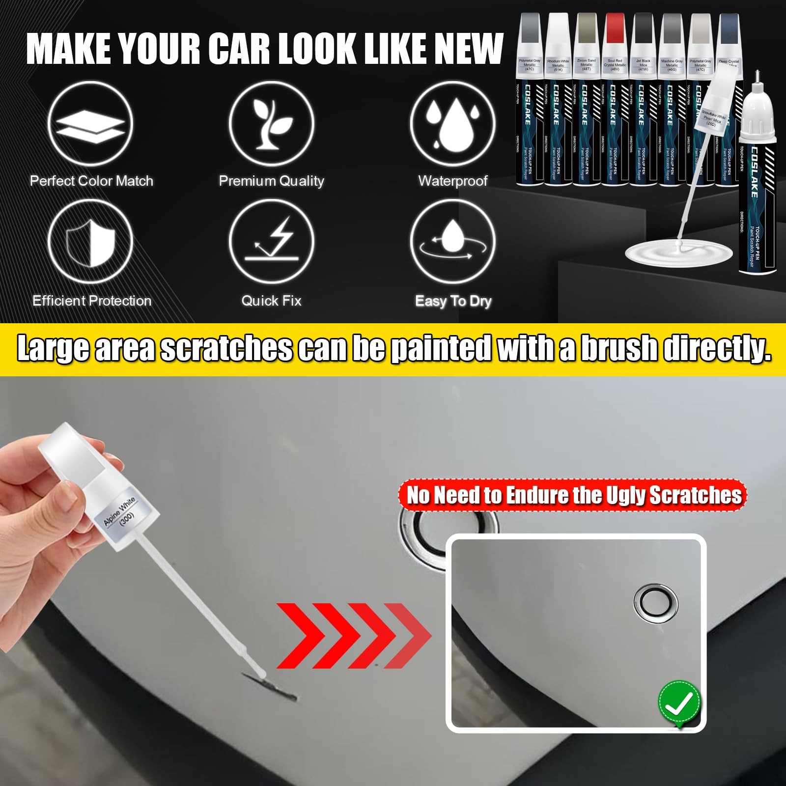 Car Touch Up Paint(Soul Red Crystal Metallic(46V)) for Mazda, Car Paint Scrat…