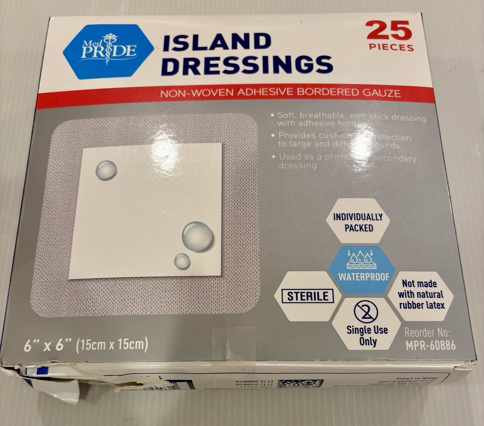 Medpride Island Dressing NON-WOVEN Sterile 6×6 (25 Per box) Exp 08/2029