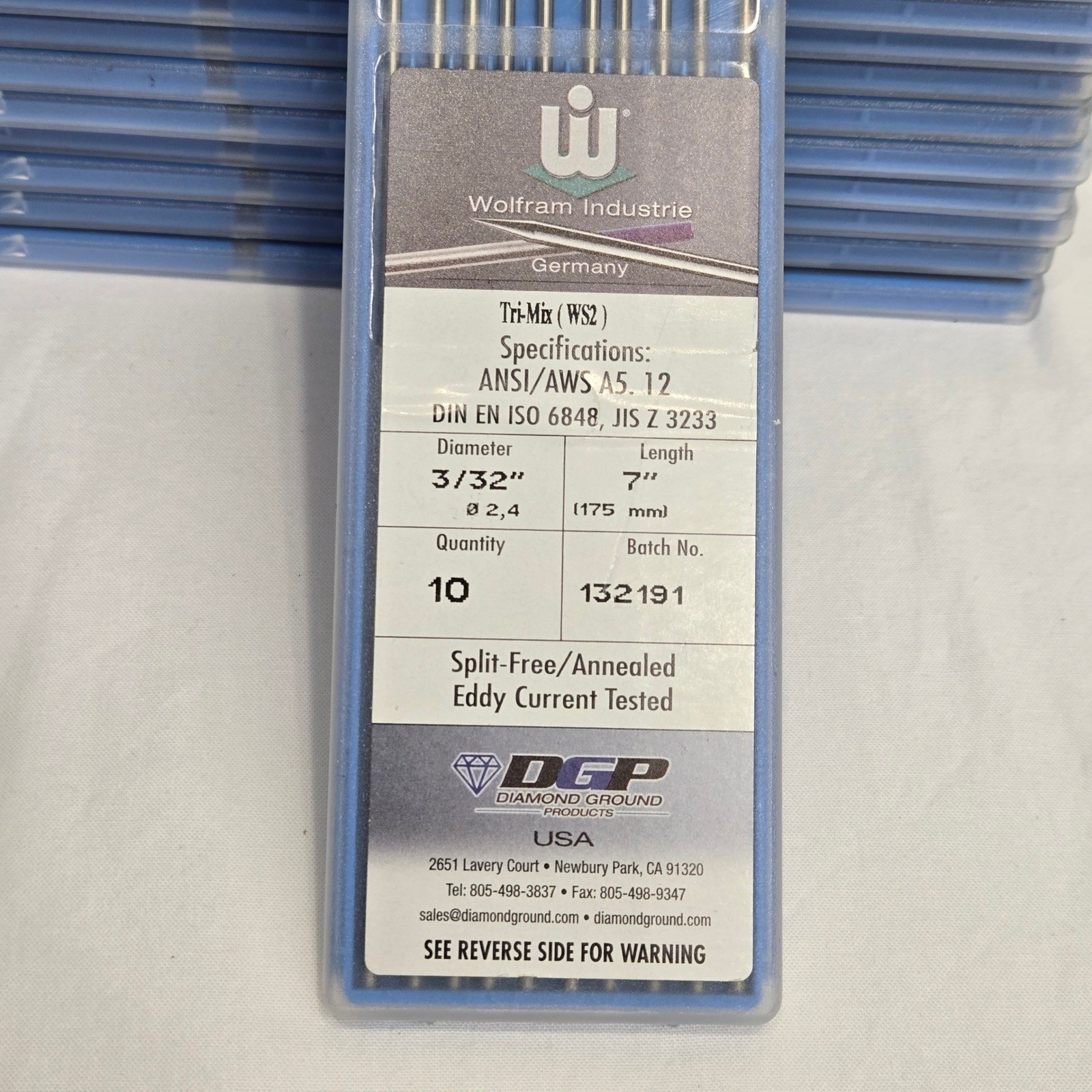 110pc Wolfram Industrie 2% Ceriated Tri-Mix WS2 Tungsten Electrodes 3/32″x7″ DGP