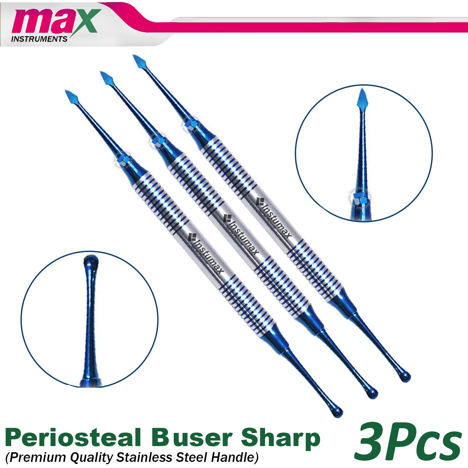 Buser Periosteal Elevator, Blue Titanium Tips | Dental Periodontal Implant | X3