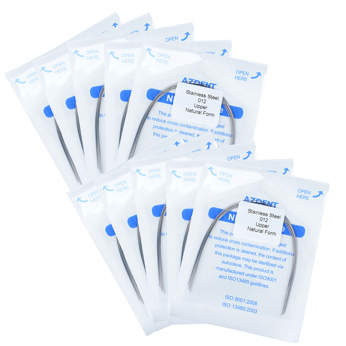 AZDENT Dental Super Elastic Stainless Steel Arch Wires Round Ovoid /Natural FDA