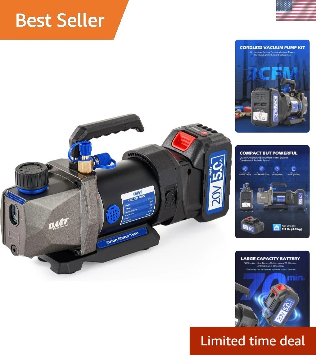 Lightweight Cordless HVAC Vacuum Pump: 70-Min Operation for On-the-Go Services
