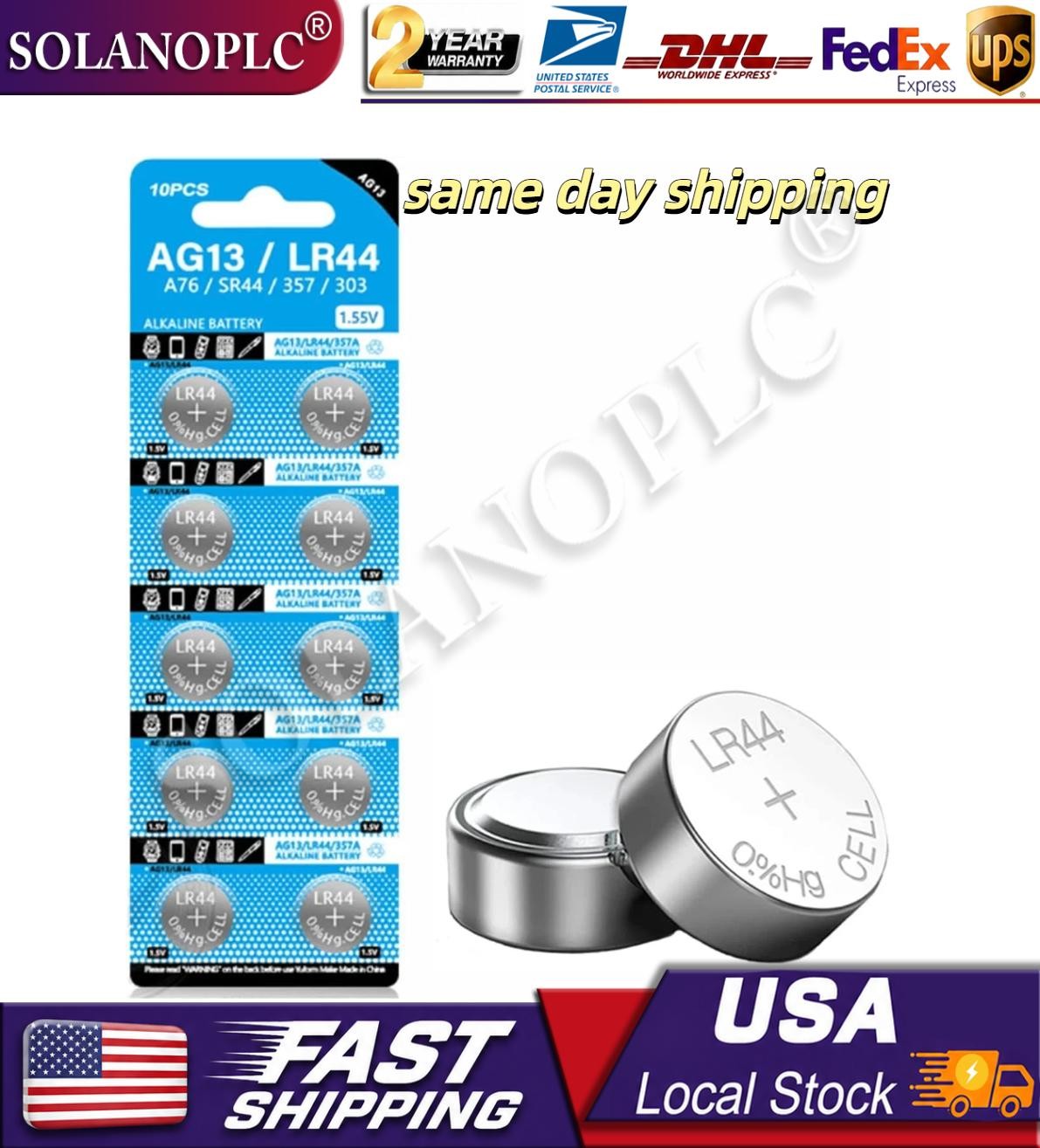 10Pcs AG13 LR44 A76 357 357A LR1154 SR1154 SR44 1.5V Button Battery Coin Cell