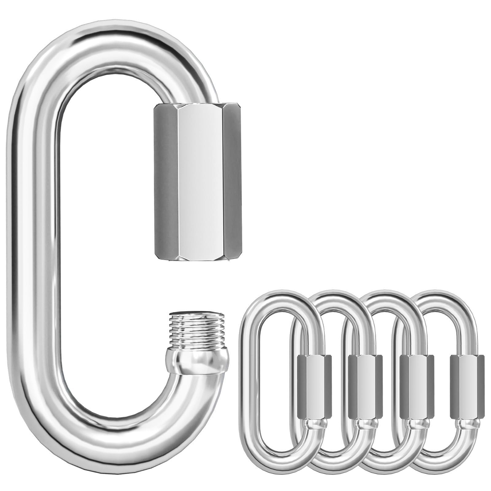 KINLINK 5PCS M5 3/16 Quick Link Chain Connector, 304 M5-1.97IN, Silver-5PC