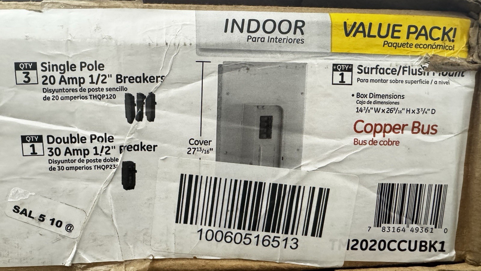 GE 200 A 20/40 Indoor Main Breaker Load Center Value Pack TM2020CCUBK1