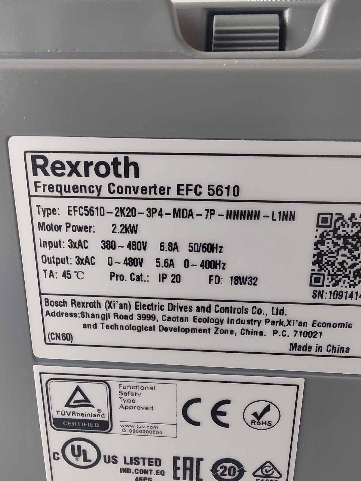 Rexroth EFC5610-2K20-3K20-3P4-MDA-7P-NNNNN-L1NN Frequency Converter R912007275