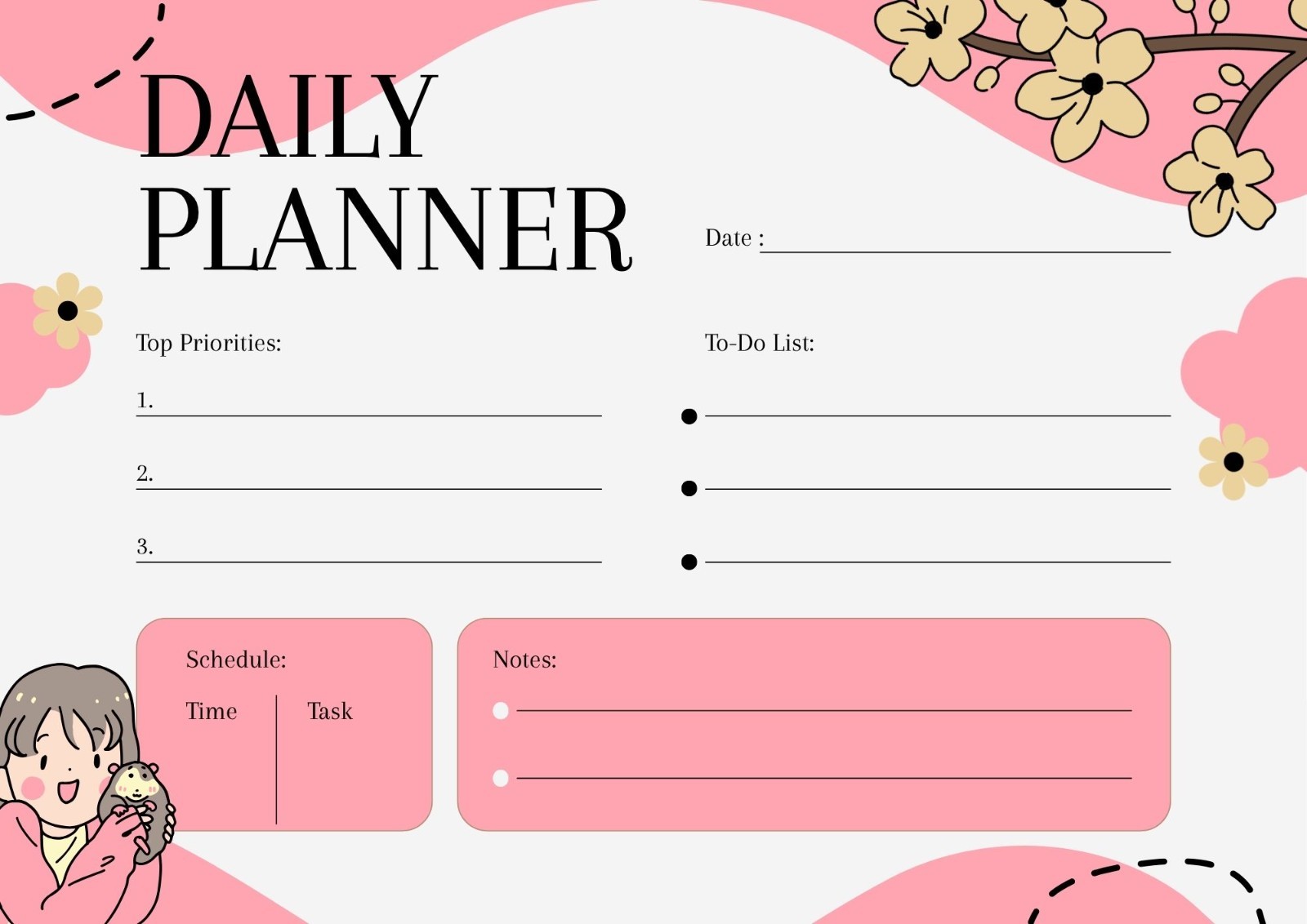 10 Minimalist & Cute Printable daily Planner l A4 size printables