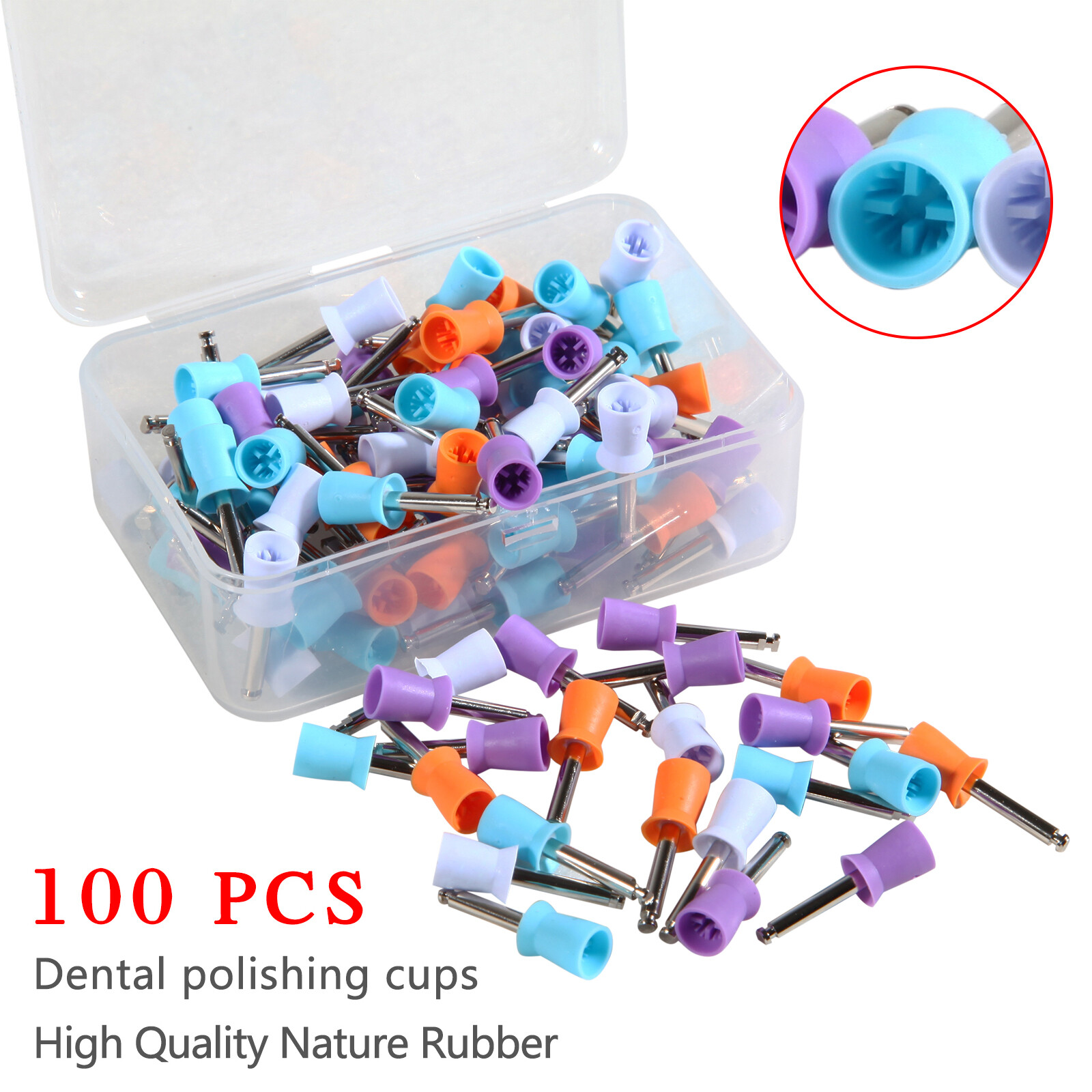 100X Copas de pulido para pulido Dental, copa profiláctica, tipo pestillo, c