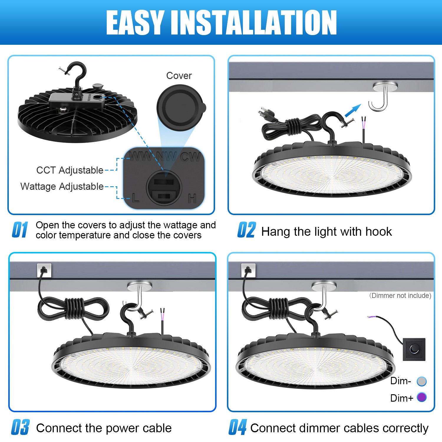 150 Watts UFO LED Light High Bay 5000K Warehouse Commercial Lighting 22500 Lumen