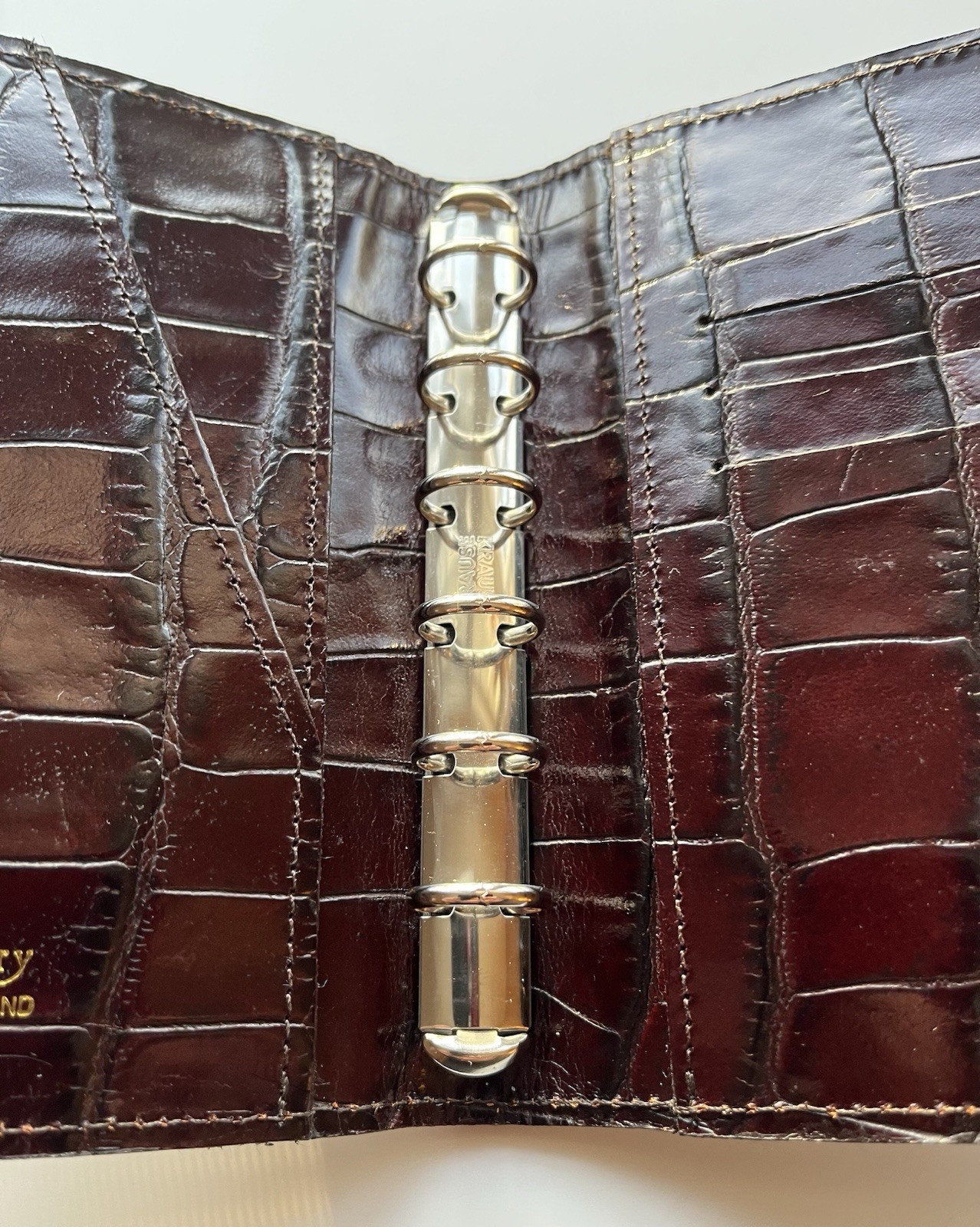 Vintage Mulberry Agenda Planner Mahogany Brown Croc/ Filofax Pocket Size/Krause
