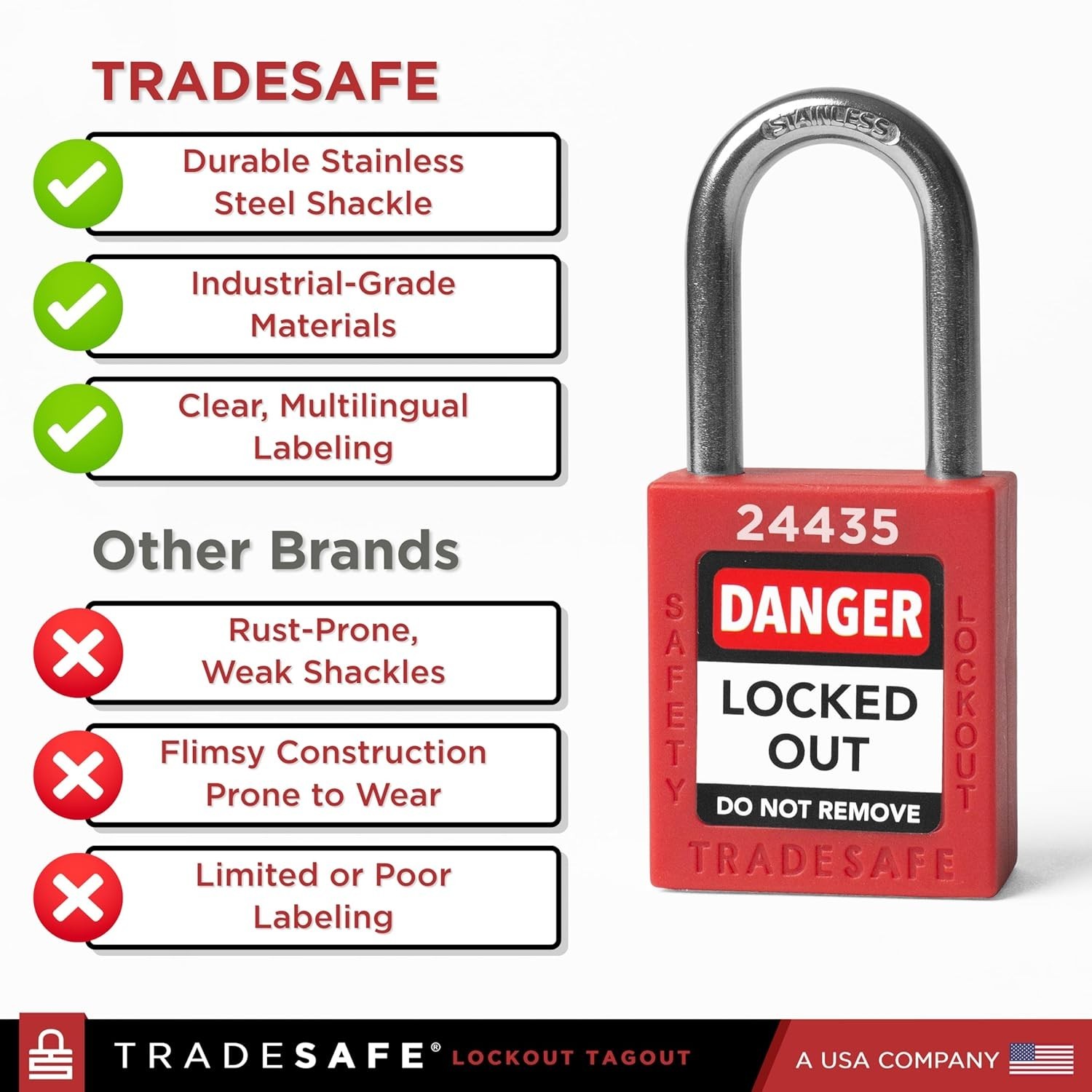 Lockout Tagout Locks Set – 10 Red Loto Locks, Lockout Locks Keyed Different, …