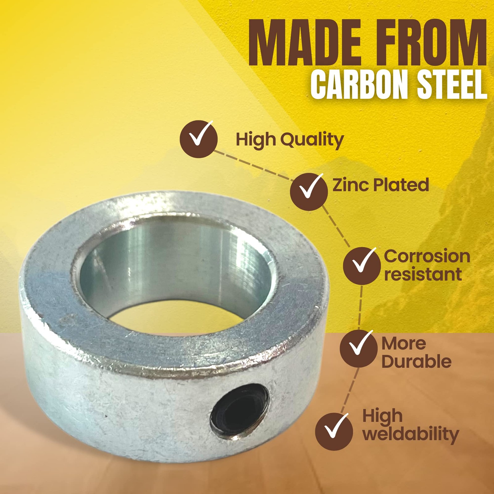 4 PCS 1 Bore Solid Steel Shaft Collars Zinc Plated Machinery Industrial Use