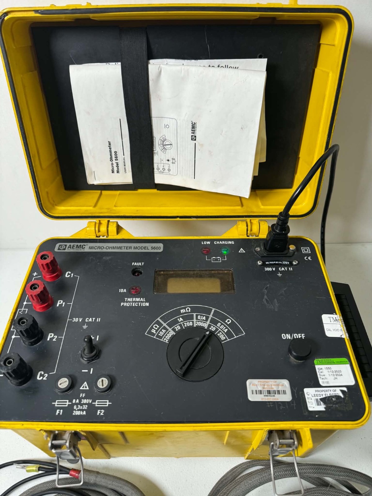 AEMC 5600 Micro-Ohmmeter 10A Digital Low Resistance Meter w/ Test Leads & Manual