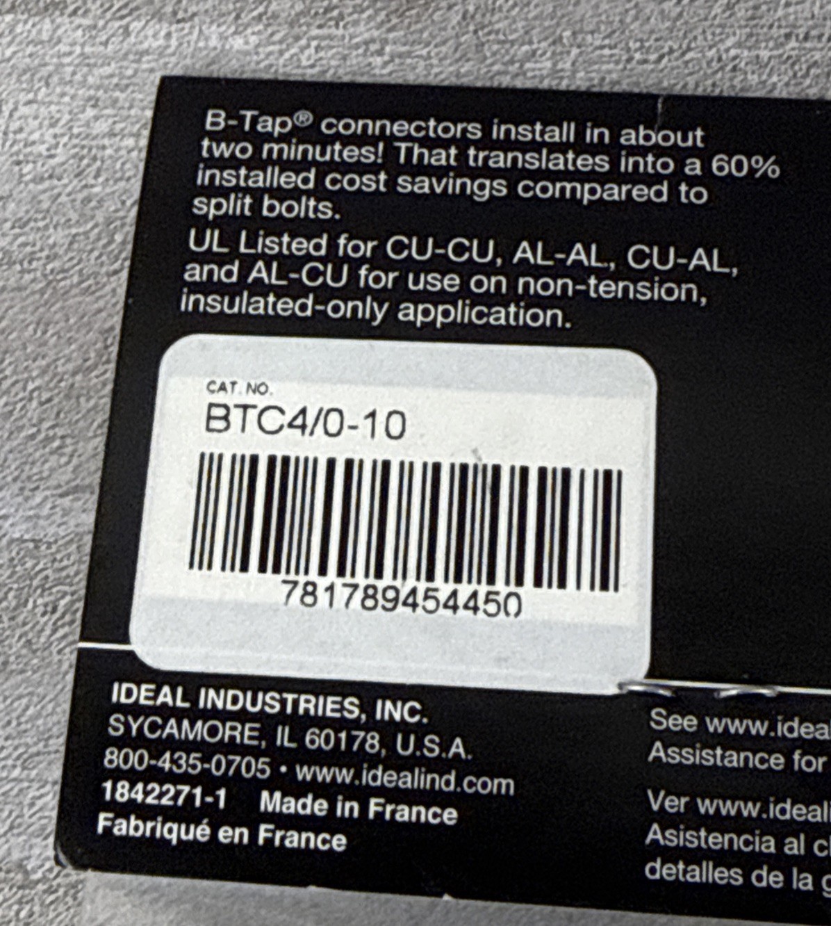 Genuine Buchanan B Tap Insulation Piercing Connectors BTC4/0-10 New In Package