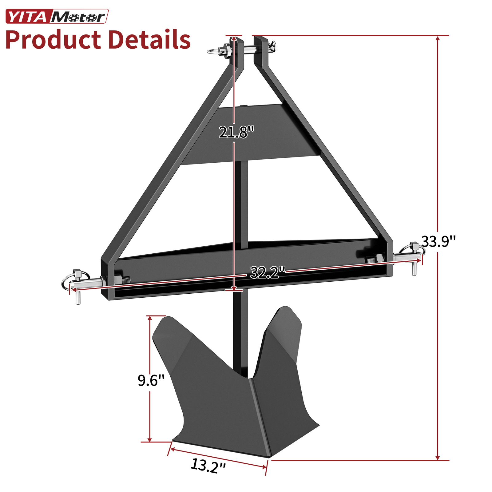 Heavy-Duty Middle Buster for Category 1 Tractors 3 Point Steel Plow Attachment