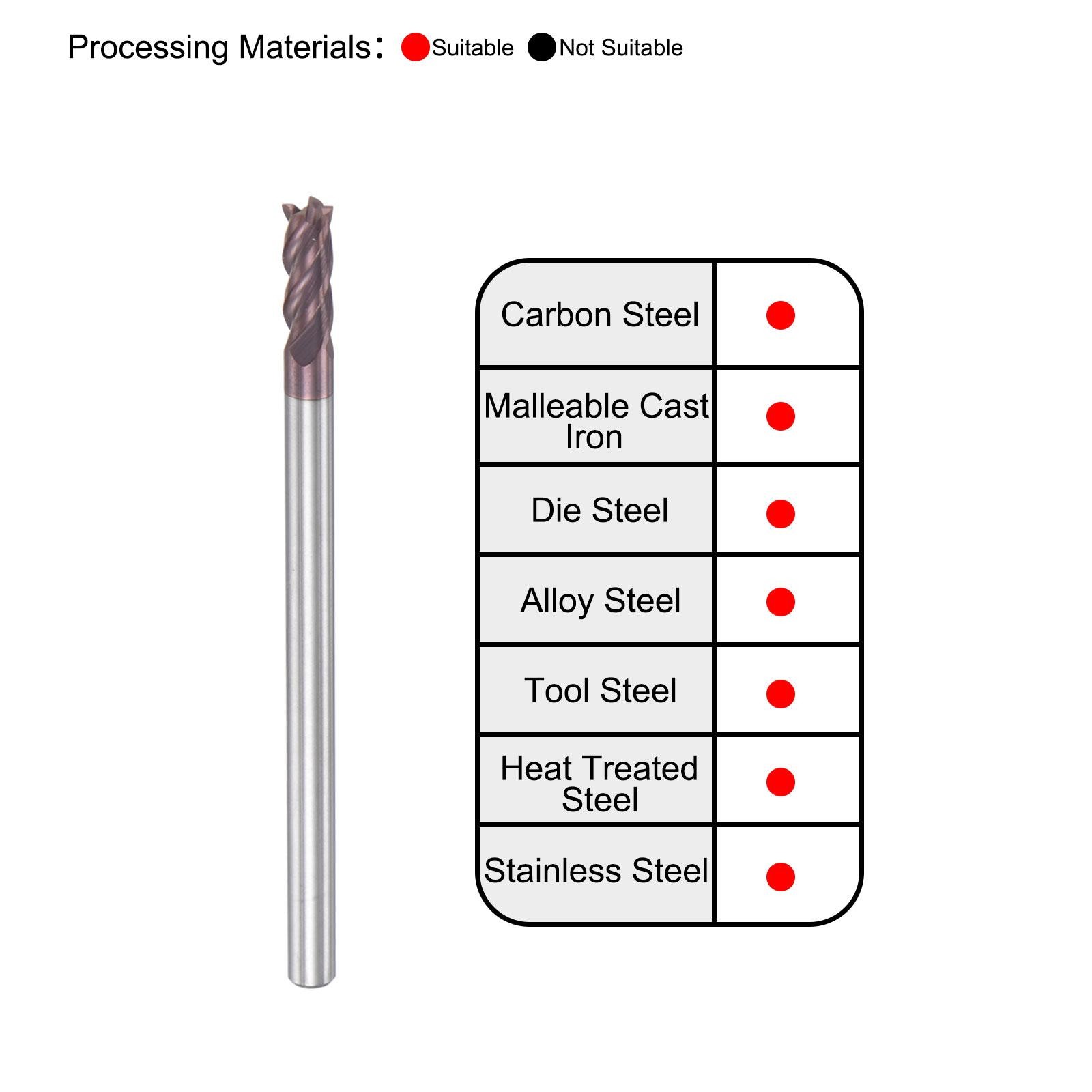 3mm Dia 3mm Shank 50mm Long HRC55 Carbide AlTiN Coated 4 Flute Square End Mill